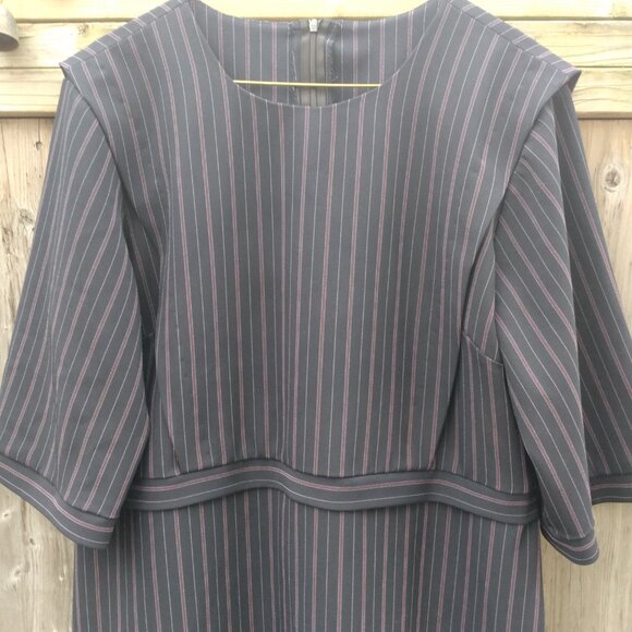 Amish Mennonite Cape Dress 43.75"B 38"W Black Red Pinstripe - Picture 6 of 10